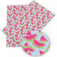 Watermelon on Blue Faux Leather Sheet