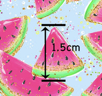 Watermelon on Blue Faux Leather Sheet
