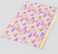 Ice Creams on Purple Faux Leather Sheet