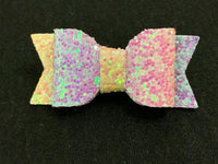 Pre Cut Chunky Pink Glitter Faux Leather Bows 10 Pack