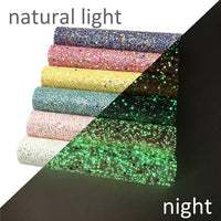 Glow in the Dark Chunky Glitter Faux Leather Sheet