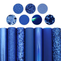 Blue Mixed Faux Leather Full Sheet Pack of 7