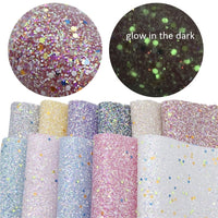 Glow in the Dark Chunky Glitter Faux Leather Sheet