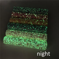 Glow in the Dark Chunky Glitter Faux Leather Sheet