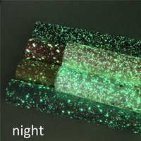 Glow in the Dark Chunky Glitter Faux Leather Sheet