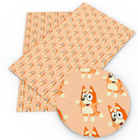 Orange Dog on Orange Faux Leather Sheet