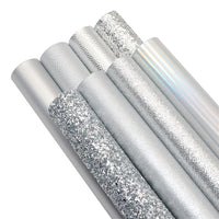 Silver Mixed Faux Leather Full Sheet Pack of 8