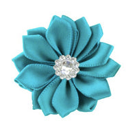 Satin Ribbon Flower with Rhinestone 3.8cm