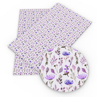 Floral Purple on White Faux Leather Sheet