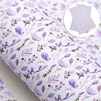 Floral Purple on White Faux Leather Sheet