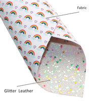 Rainbows with Heart Sequins on White  Double Sided Sheet