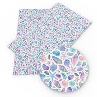 Mermaid Purple Seashells Faux Leather Sheet