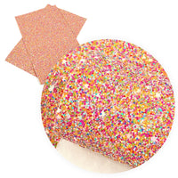 Chunky Sprinkles Rainbow Glitter Faux Leather Sheet