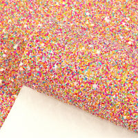 Chunky Sprinkles Rainbow Glitter Faux Leather Sheet