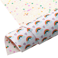 Rainbows with Heart Sequins on White  Double Sided Sheet
