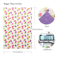 Ice Creams with Purple Fine Glitter Double Sided Faux Leather Sheet