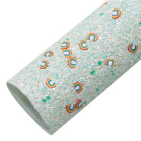 Chunky Glitter with Rainbow Clay Embellishment Faux Leather Sheet