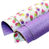 Ice Creams with Purple Fine Glitter Double Sided Faux Leather Sheet