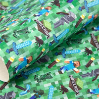 Minecraft on Green Faux Leather Sheet