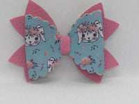 Easter Bunny Face on Blue Faux Leather Sheet