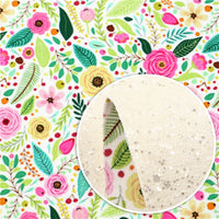Floral Spring Arrangement with Silver White Chunky Glitter Double Sided Sheet
