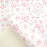 Snowflakes Gold & Pink Faux Leather Sheet