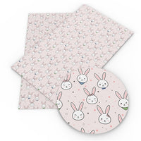 Easter Bunny Face on Light Pink Faux Leather Sheet