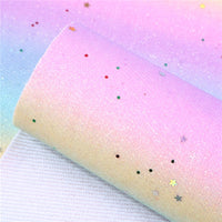 Pastel Ombre Fine Glitter with Stars Faux Leather Sheet