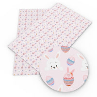 Easter Mini Bunny & Eggs on Pink Faux Leather Sheet