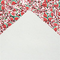 Chunky Glitter with Watermelon Clay Embellishment Faux Leather Sheet