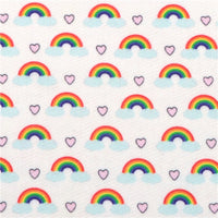 Rainbows with Heart Sequins on White  Double Sided Sheet