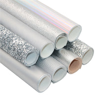 Silver Mixed Faux Leather Full Sheet Pack of 8