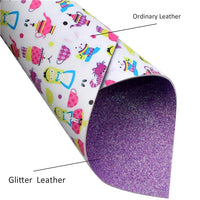 Alice Cartoon on Purple Fine Glitter Double Sided Faux Leather Sheet
