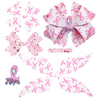 Pre Cut Pink Ribbon Faux Leather Bow