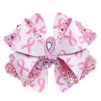 Pre Cut Pink Ribbon Faux Leather Bow