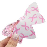 Pre Cut Pink Ribbon Faux Leather Bow
