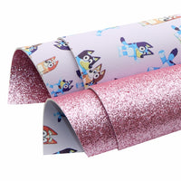 Dog on Lavender with Pink Fine Glitter Double Sided Faux Leather Sheet