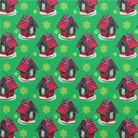 Christmas Stripe with Houses on Green Double Sided Faux Leather Sheet