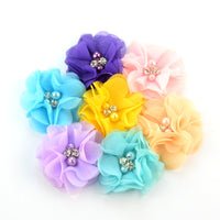 Chiffon Flower with Pearl/Rhinestone 5cm