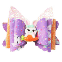 Pre Cut Easter Orange, Purple & Bunny with Carrot Faux Leather Bow