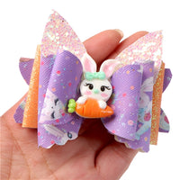 Pre Cut Easter Orange, Purple & Bunny with Carrot Faux Leather Bow