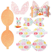 Pre Cut Easter Pastel Eggs & Bunny with Carrot Faux Leather Bow