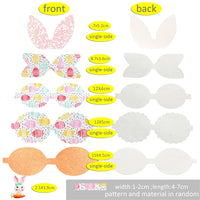 Pre Cut Easter Pastel Eggs & Bunny with Carrot Faux Leather Bow