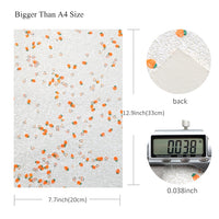 Chunky White Glitter with Rabbit Carrot Clay Embellishment Faux Leather Sheet