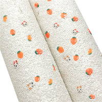 Chunky White Glitter with Rabbit Carrot Clay Embellishment Faux Leather Sheet