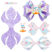 Pre Cut Easter Ombre Purple & Bunny with Carrot Faux Leather Bow