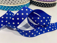 Spots Electric Blue / White 7/8" Ribbon