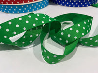 Spots Emerald / White 7/8" Ribbon
