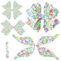 Pre Cut Floral Multi Colours Faux Leather Bow
