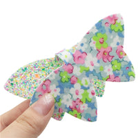 Floral Pink Blue & Mixed Chunky Double Sided Faux Leather Sheet